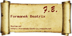 Formanek Beatrix névjegykártya