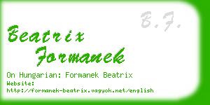 beatrix formanek business card